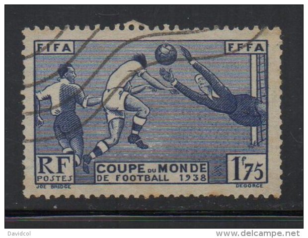 N401 .-. FRANCE. 1938. YV#: 396 - USED. FOOTBALL WORLDCUP . CV: &euro; 15.00 - Used Stamps