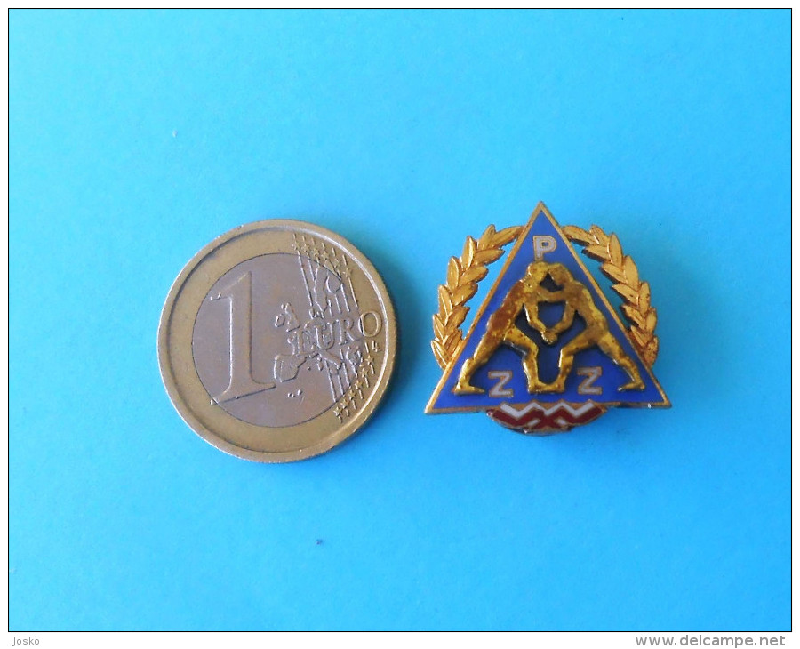 POLAND WRESTLING FEDERATION - Vintage Large Enamel Pin Badge UWW Lutte Lotta Lucha Ringen Luta Anstecknadel Distintivo - Wrestling