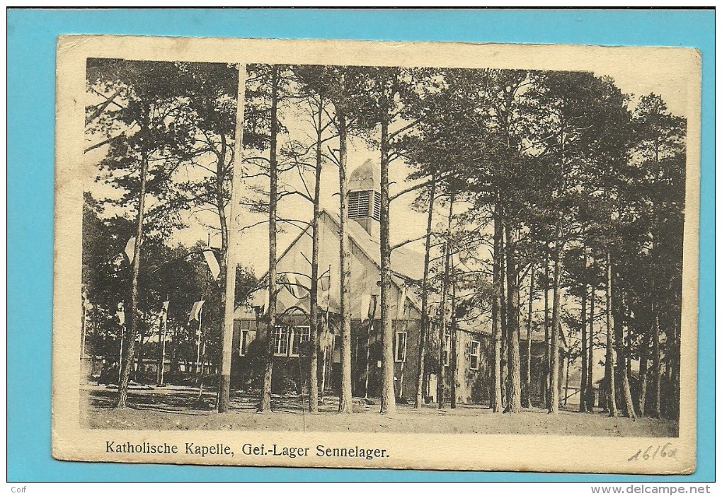 Kaart (Katholische Kirche) Van Sennelager Bei Paderborn Met Stempel GEPRUFT, Naar BRUXELLES - Prisoners