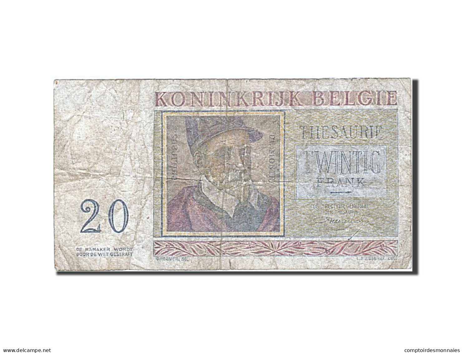 Billet, Belgique, 20 Francs, 1948-1950, 1956-04-03, KM:132b, B - Other & Unclassified