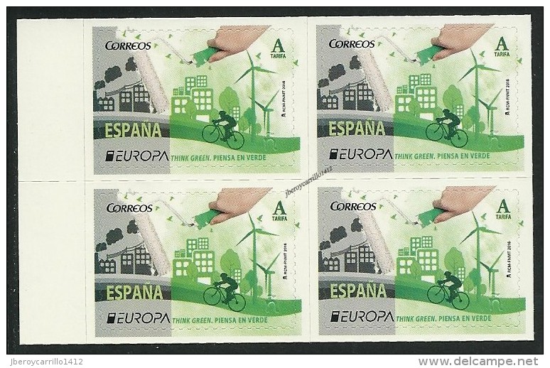 ESPAÑA / SPAIN / SPANIEN / -  EUROPA 2016 -TEMA " ECOLOGIA - EL PENSAMIENTO VERDE - THINK GREEN".- BLOC De 4 - 2016