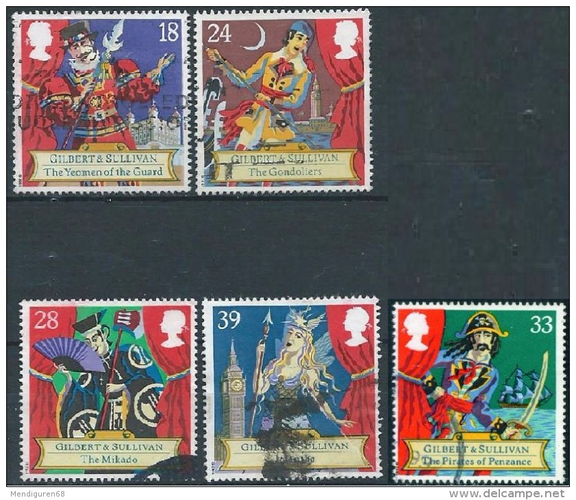 GB 1992 GILBERT & SULLIVAN SET OF 5 USED SG 1624-28 MI 1409-13 SC 1458-62 IV 1628-1632 - Used Stamps