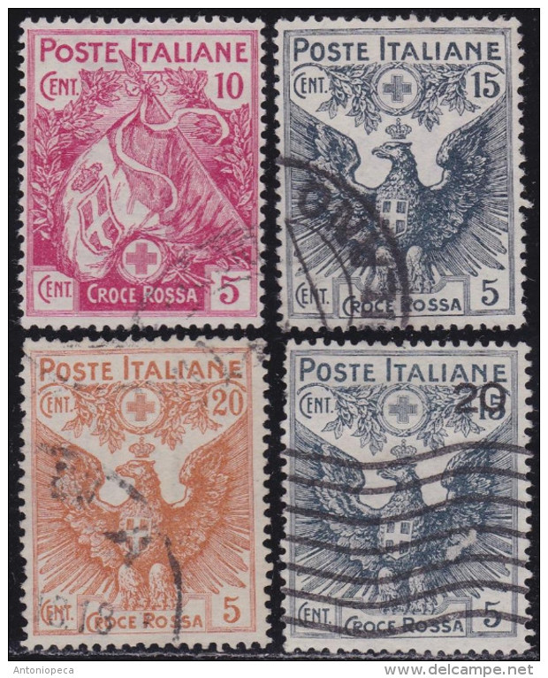 ITALIA 1915-16 Croce Rossa Serie Completa 4v / Usati Ottima Qualita' Sassone 102/05      Prezzo Catalogo Euro 165 - Usati