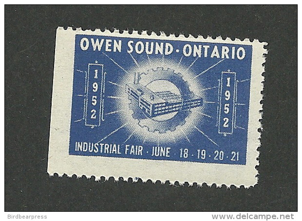 B25-14 CANADA Owen Sound Ontario Industrial Fair 1952 Stamp MNH - Werbemarken (Vignetten)