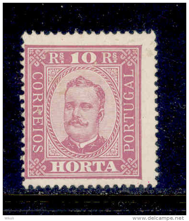 ! ! Horta - 1892 D. Carlos 10 R (Perf. 13 1/2) - Af. 02 - No Gum - Horta