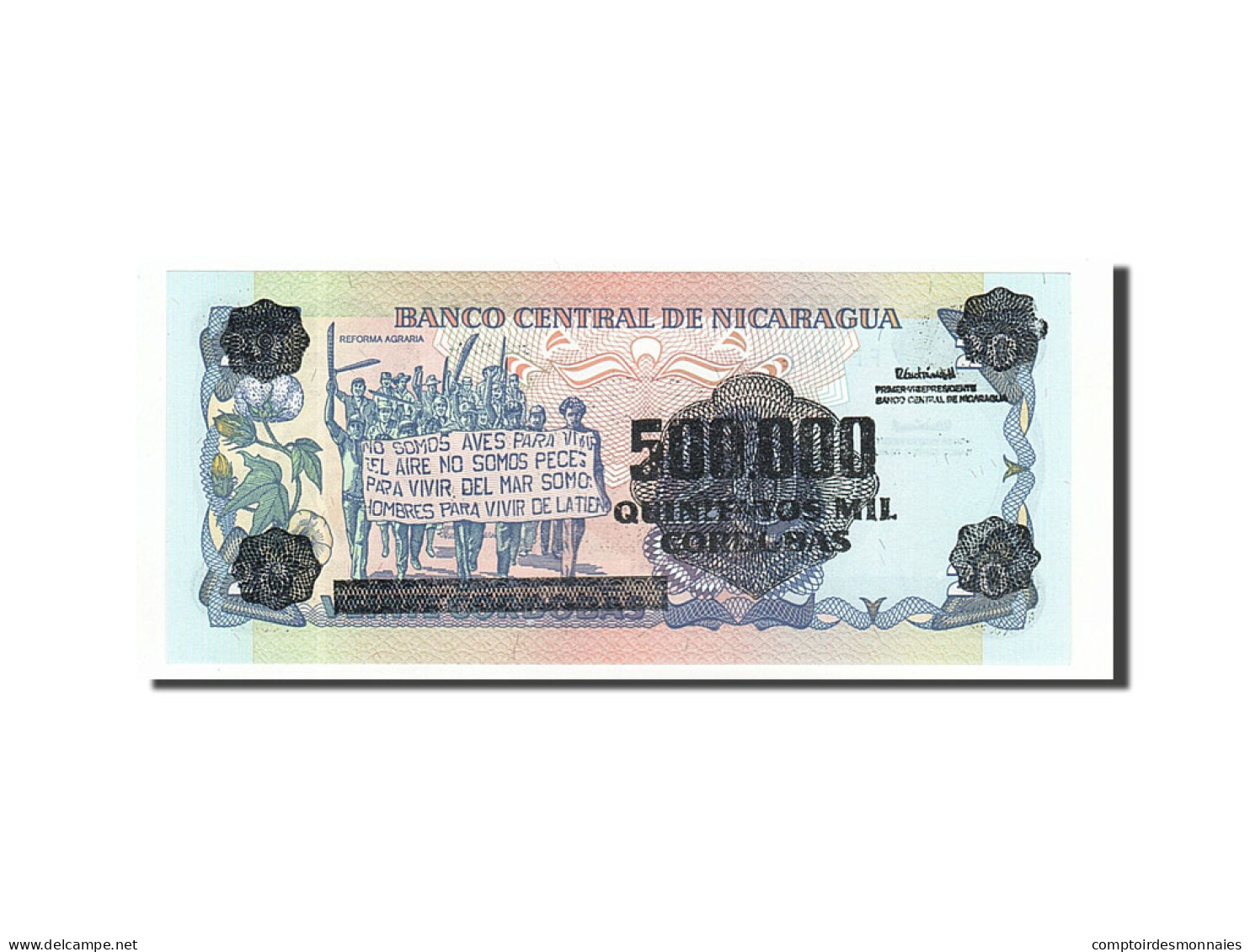 Billet, Nicaragua, 500,000 Córdobas On 20 Córdobas, 1990, Undated, KM:163 - Nicaragua