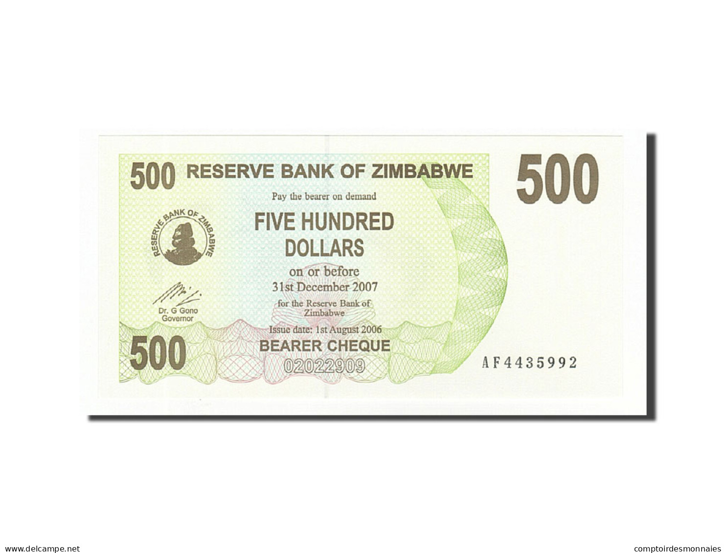 Billet, Zimbabwe, 500 Dollars, 2006-2008, 2006-08-01, KM:43, NEUF - Zimbabwe