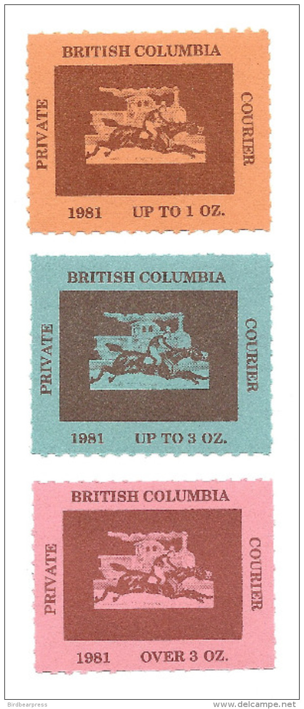 B25-28 CANADA 1981 British Columbia Private Courier Set Of 3 MNH - Local, Strike, Seals & Cinderellas