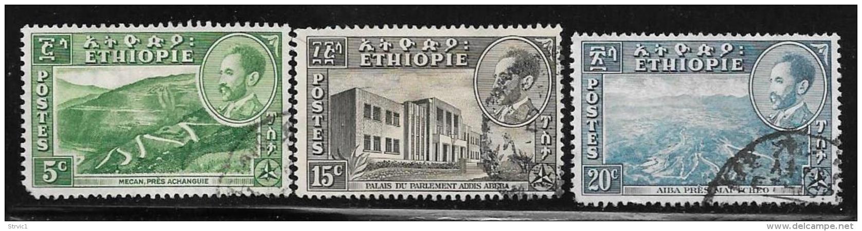 Ethiopia, Scott # 288,290A,291 Used Various Subjects, 1947, All Have Short Perfs - Ethiopia