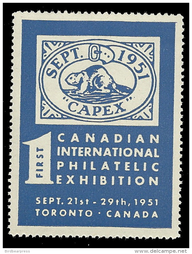 B27-07 CANADA 1951 1st Philatelic Exhibition CAPEX Blue On White MHR - Viñetas Locales Y Privadas