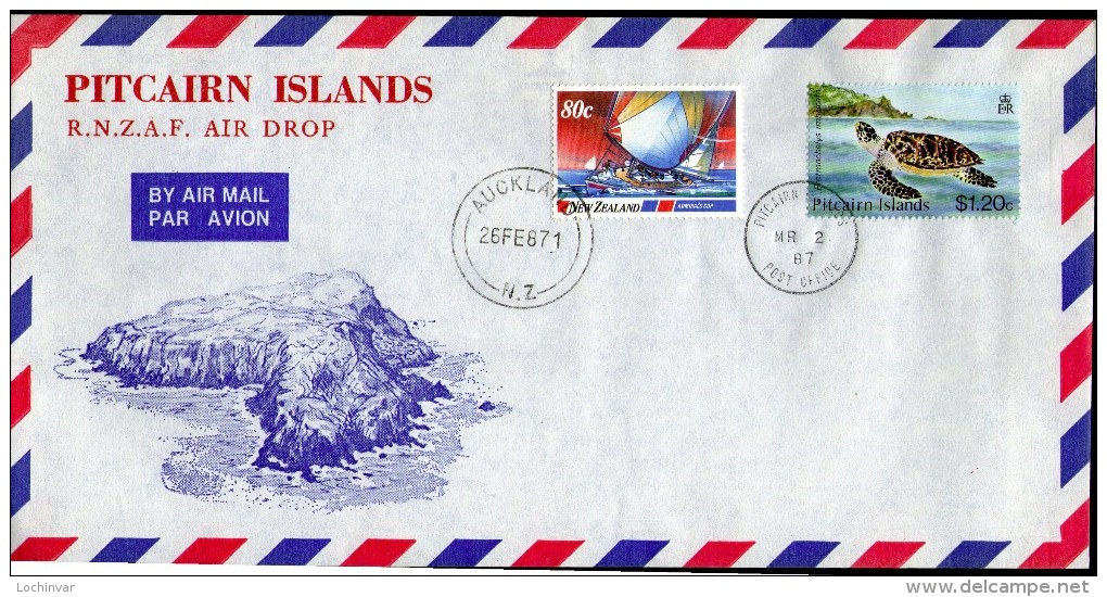 PITCAIRN Is, 1987 RNZAF AIRDROP COVER - Pitcairn Islands