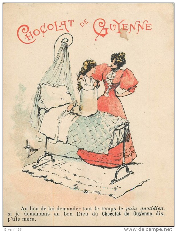 Albert GUILLAUME - ILLUSTRATEUR - RARE CARTE ILLUSTRATION  PUB - CHOCLAT DE GUYENNE - FORMAT PROCHE CPA (10 X 13 Cm). - Guillaume