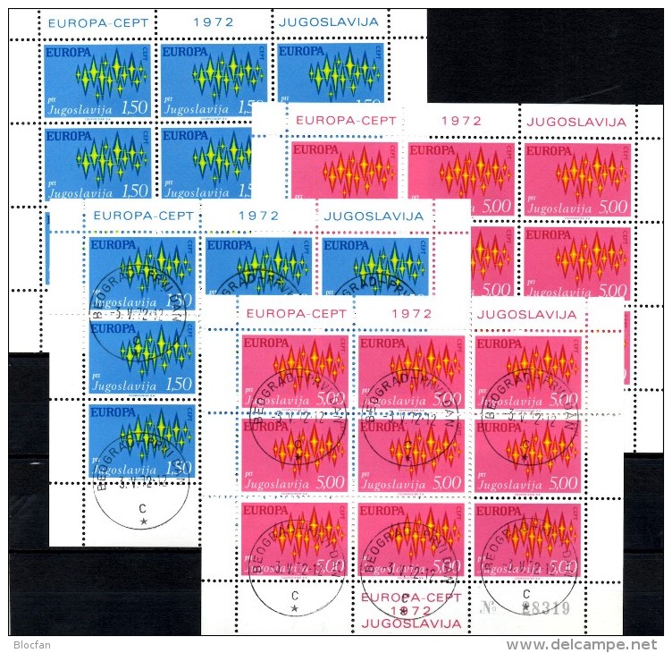 4 Kleinbogen CEPT 1972 Jugoslawien 1457/8 9-KB **/o 30€ EUROPA Kooperation Hb Blocs Art M/s Star Sheetlets Bf YUGOSLAVIA - Sonstige & Ohne Zuordnung