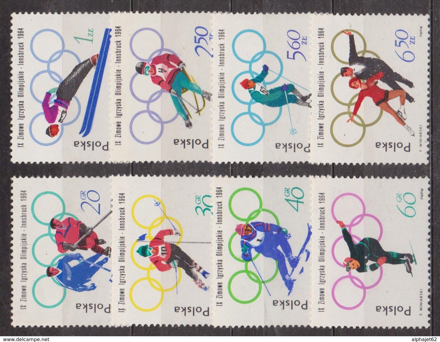 Sports D'hiver - Jeux Olympiques D'Innsbruck - POLOGNE - N° 1322 à 1329 - Série Complète ** - 1964 - Unused Stamps