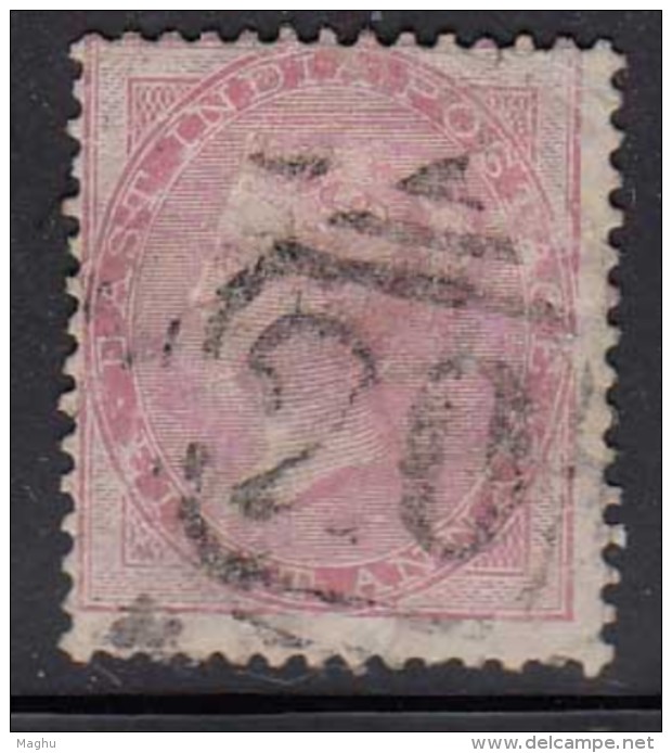 No 20 On Eight Annas, Cooper / Renouf Type 9, British East India Used 1865 Elepahant Wmk, Early Indian Cancellations - 1854 East India Company Administration