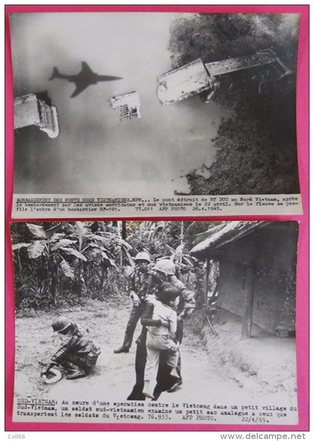1965 Guerre D'Indo Vietnam Vietcongs 6 Photos De L'AFP Un Ange Passa ! Scènes De Guerre Nord Et Sud-vietnam Légendées Be - Guerra, Militari