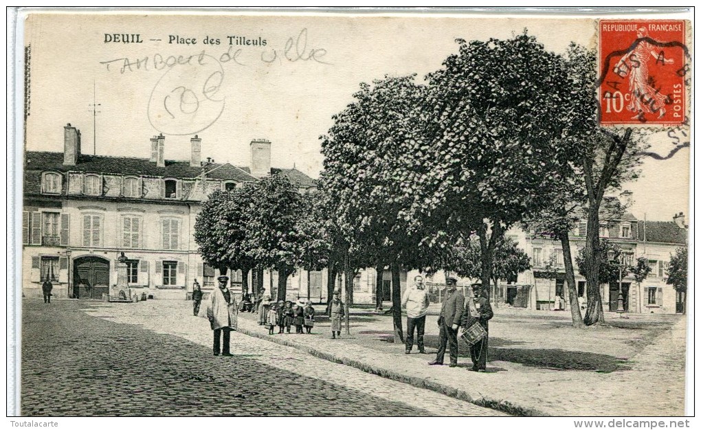 CPA 95 DEUIL PLACE DES TILLEULS 1908 Tambour De Ville - Deuil La Barre