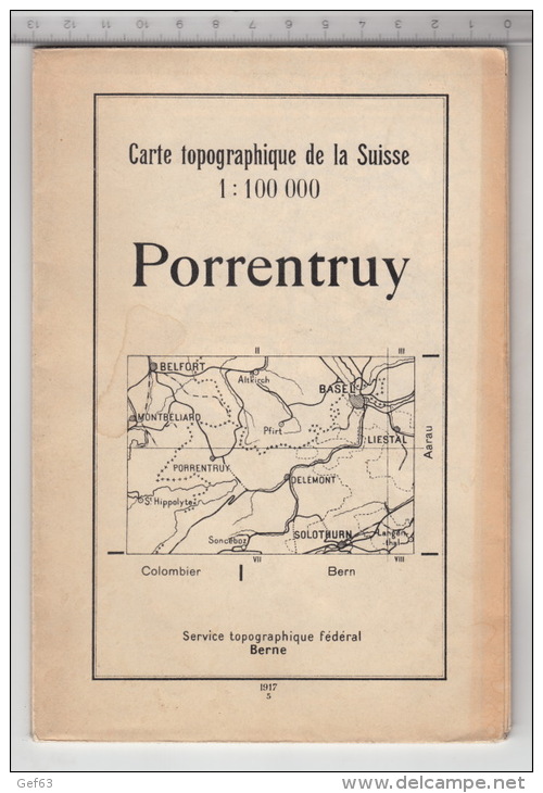 Carte Topographique De La Suisse ° Porrentruy - 1917 - Cartes Topographiques