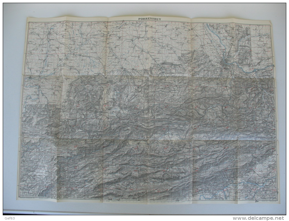 Carte Topographique De La Suisse ° Porrentruy - 1917 - Cartes Topographiques