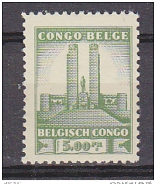 Belgisch Congo 1941 Monument Koning Albert I Te Leopoldstad 5 Fr  1w  (rode Stippen Op Gomzijde)** Mnh (29268) - Ongebruikt