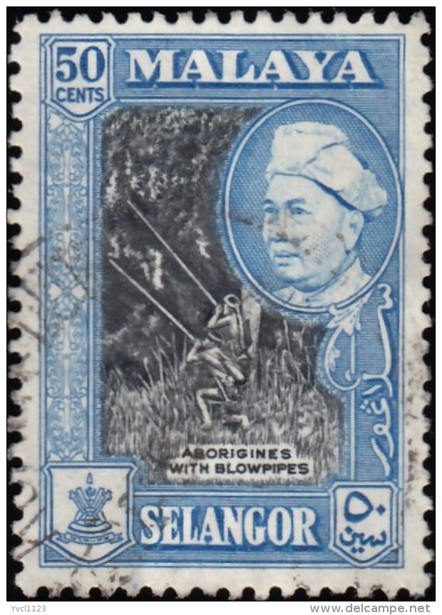 MALAYA Selangor - Scott #109a Sultan Hisamuddin Alam Shah 'Perf.: 12&frac12;' / Used Stamp - Selangor