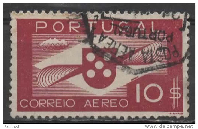 PORTUGAL 1937 Air. Shield And Propeller -  10e. - Purple  FU - Used Stamps