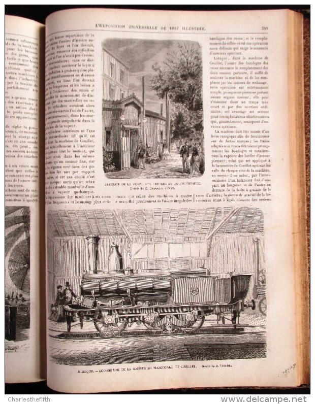 LES 2 GRANDES RELIURES " L´EXPOSITION UNIVERSELLE DE 1867 A PARIS " 960 pages - NOMBREUSES GRAVURES - à prix dérisoire