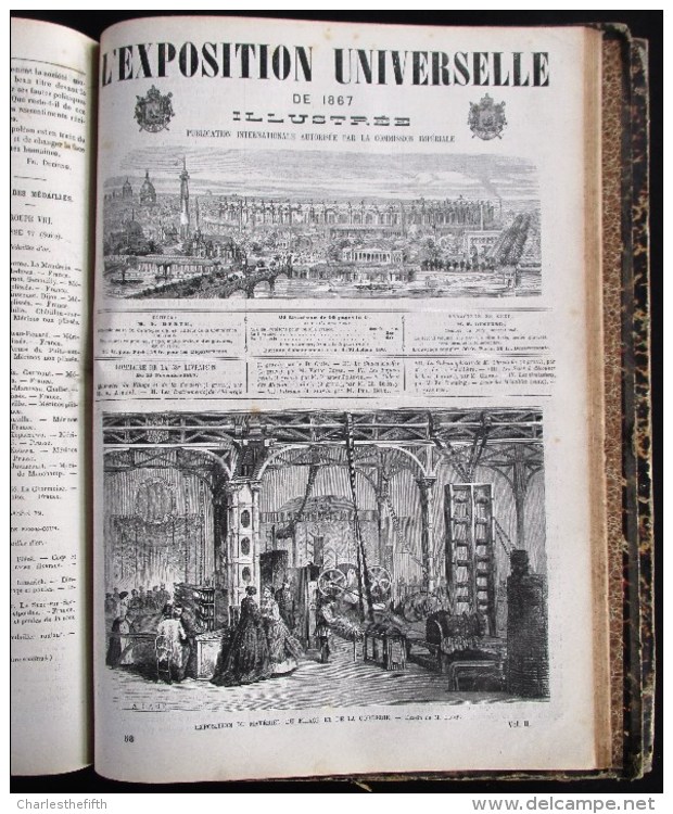 LES 2 GRANDES RELIURES " L´EXPOSITION UNIVERSELLE DE 1867 A PARIS " 960 pages - NOMBREUSES GRAVURES - à prix dérisoire