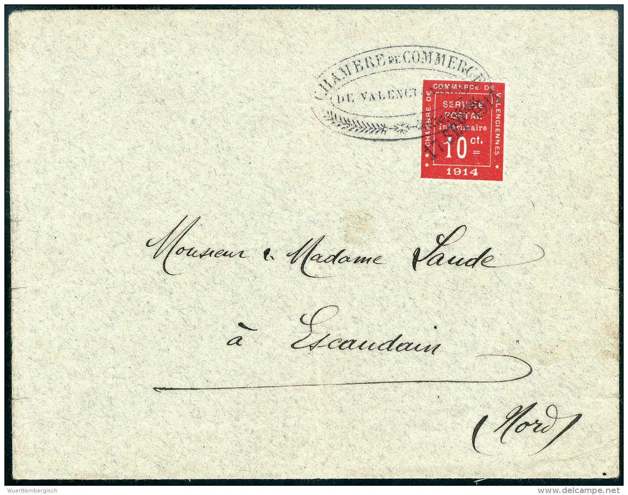 Beleg 1o C., Tadellose EF Auf Gef. Brief Mit Ovalem Stempel Der Handelskammer Von Valenciennes. Selten. (Michel:... - Other & Unclassified