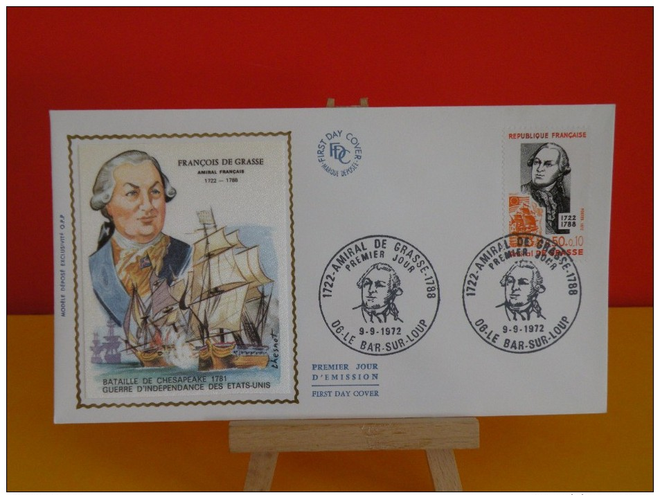 FDC- François De Grasse, Bataille De Chesapeake 1781 - 06 Le Bar Sur Loup - 9.9.1972 - 1er Jour,coté 2 € - - 1970-1979