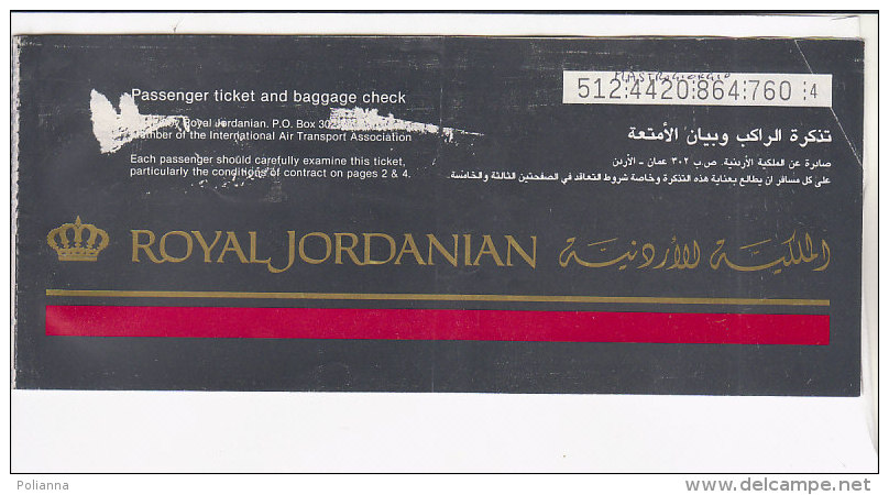 B1618 - CARTA D&acute;IMBARCO - BIGLIETTO AEREO TICKET IATA - LINEE AEREE ROYAL JORDANIAN - ROMA-AMMAN - Welt