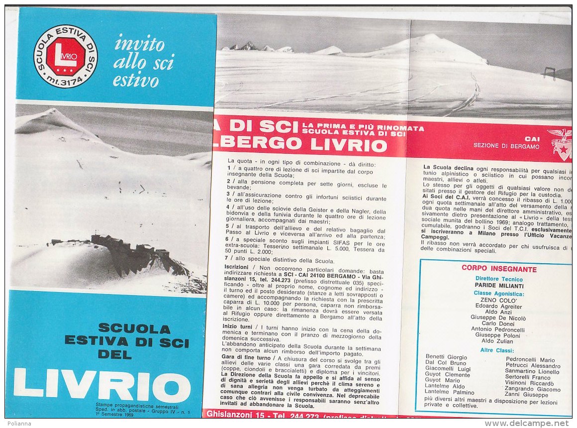 B1635 - Brochure SCUOLA ESTIVA DI SCI DEL LIVRIO 1969 - Wintersport