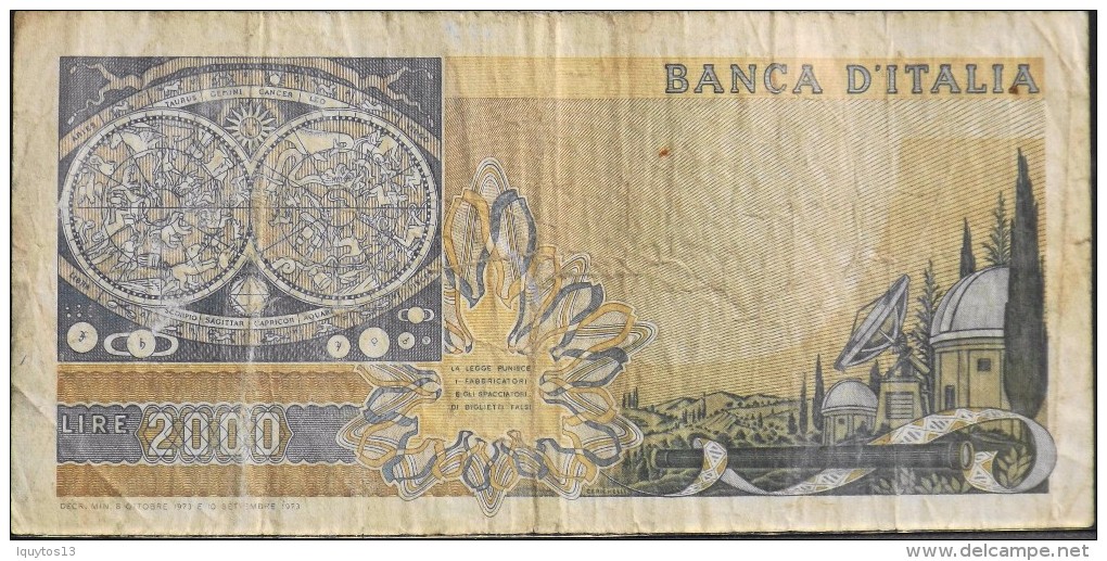 ITALIE - 1 BILLET De 2000 Lires - 10 Septembre 1973 - En L'état - - 2.000 Lire