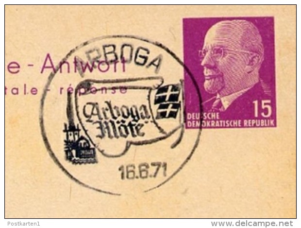ARBOGA MÖTE 1971 Auf DDR  P78 A Antwort-Postkarte - Autres & Non Classés