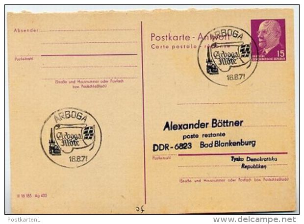 ARBOGA MÖTE 1971 Auf DDR  P78 A Antwort-Postkarte - Altri & Non Classificati