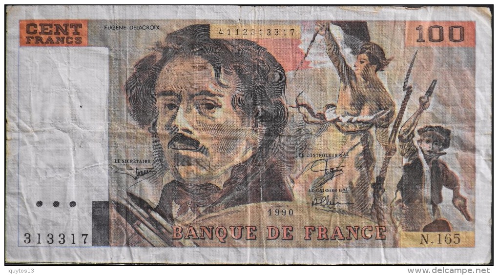 FRANCE 1 BILLET De BANQUE De 100Francs Type Delacroix - 1990 - - 100 F 1978-1995 ''Delacroix''