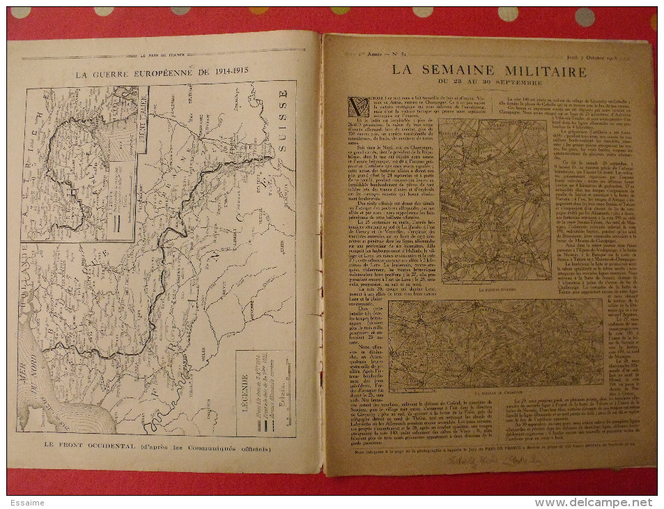 Revue Le Pays De France N° 51. 30 Septembre 1915 Guerre Montagnes Du Trentin Nombreuses Photos - Guerre 1914-18