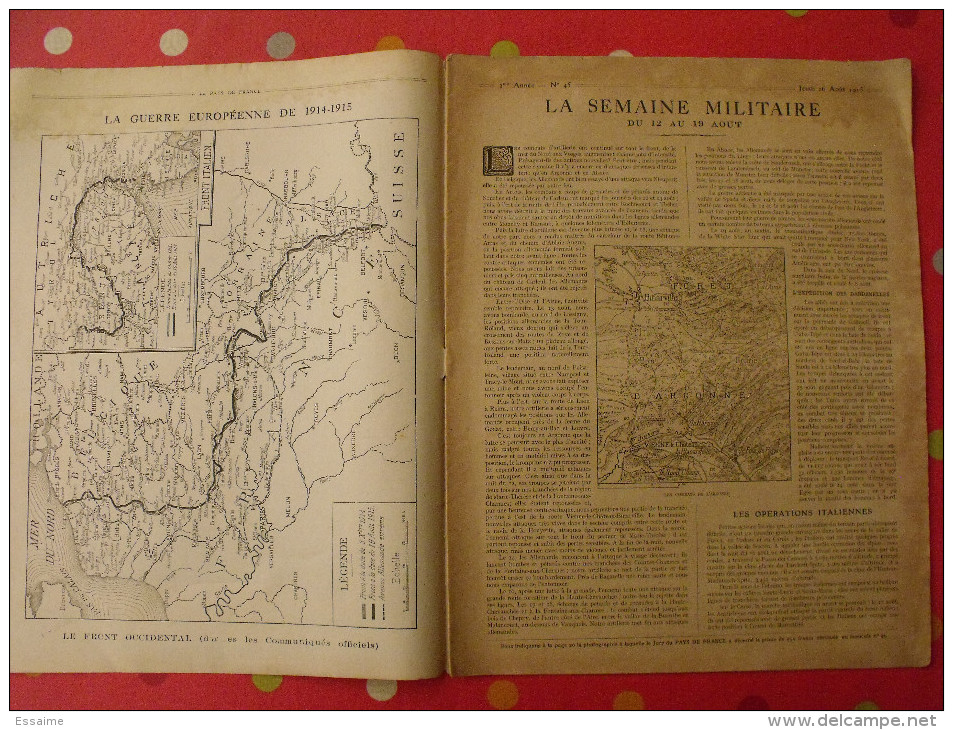 Revue Le Pays De France N° 45. 26 Août 1915 Guerre Belgique De Broqueville Nombreuses Photos - Guerre 1914-18