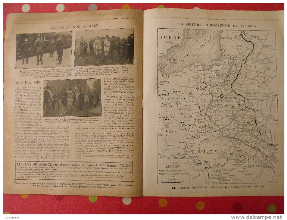 revue Le pays de France n° 45. 26 août 1915 Guerre belgique de Broqueville nombreuses photos