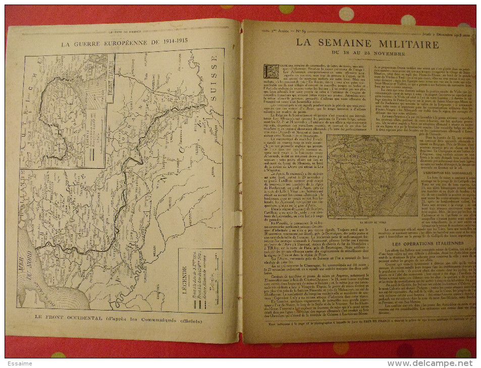 Revue Le Pays De France N° 59. 2 Décembre 1915 Guerre Avion Aéroplane Bombe Torpille Nombreuses Photos - Guerre 1914-18