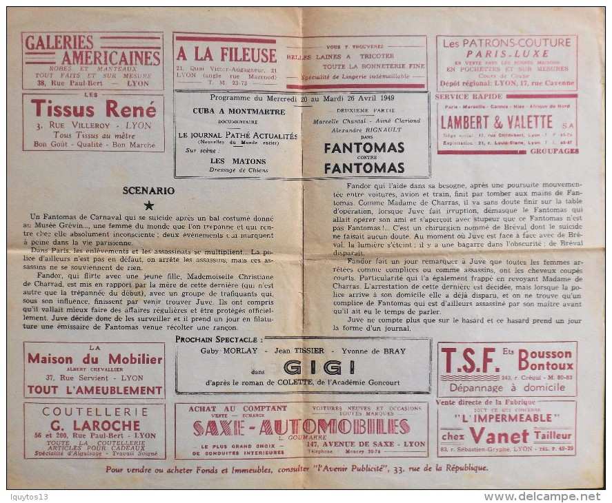 PROGRAMME De L'ELDORADO Du 20 Au 26 Avril 1949 - Bon Etat - - Programs