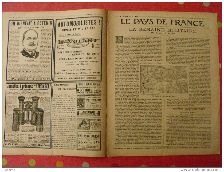 Revue Le Pays De France N° 144. 19 Juillet 1917 Guerre Général Blondlat Nombreuses Photos - Guerre 1914-18