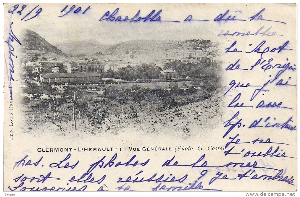 CLERMONT L´HERAULT    VUE GENERALE  CARTE PRECURSEUR - Clermont L'Hérault