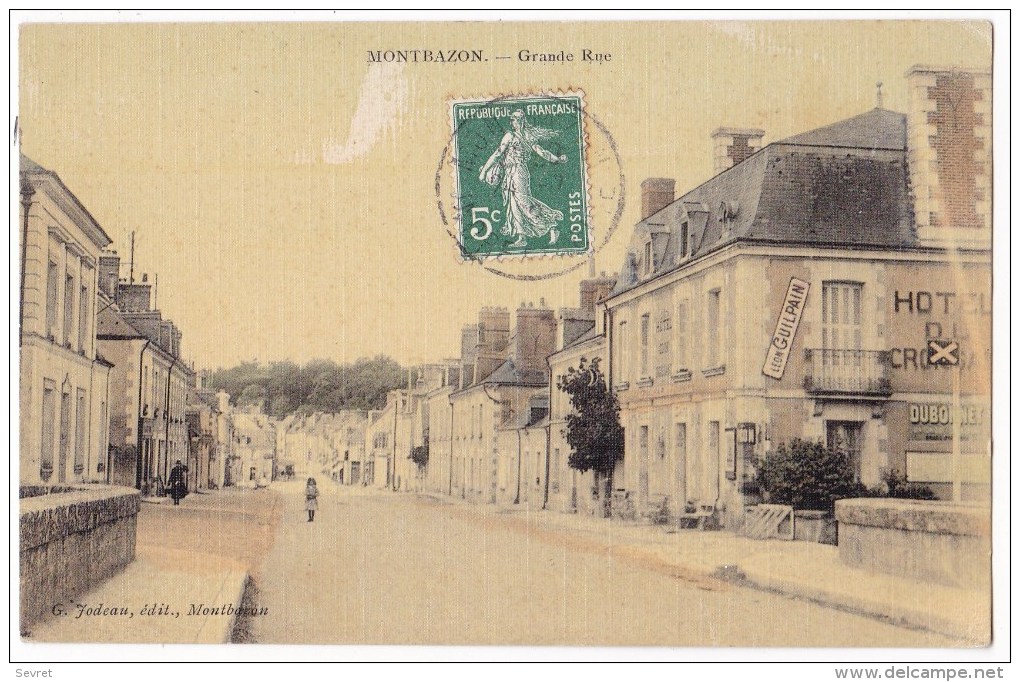 MONTBAZON  - Grande Rue.   Carte Rare Toilée Couleur. - Montbazon