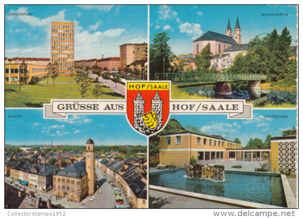 41090- HOF- JUSTICE PALACE, ST MICHAEL CHURCH, TOWNHALL, LIBRARY, BRIDGE, CAR, FOUNTAIN - Hof