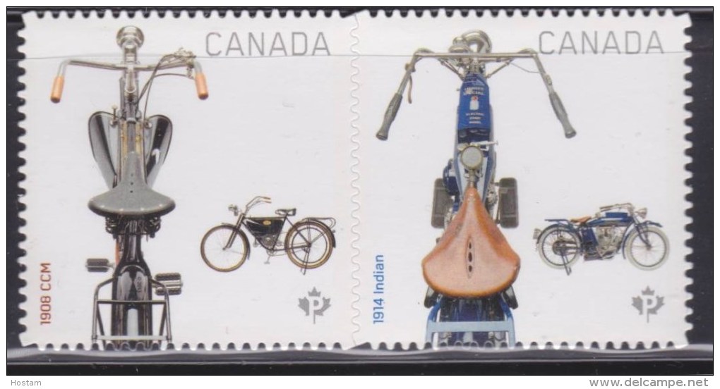 CANADA 2013, #2648i  MOTOCYCLES   DIE CUT FROM QUATERLY PACK  PAIR - Timbres Seuls