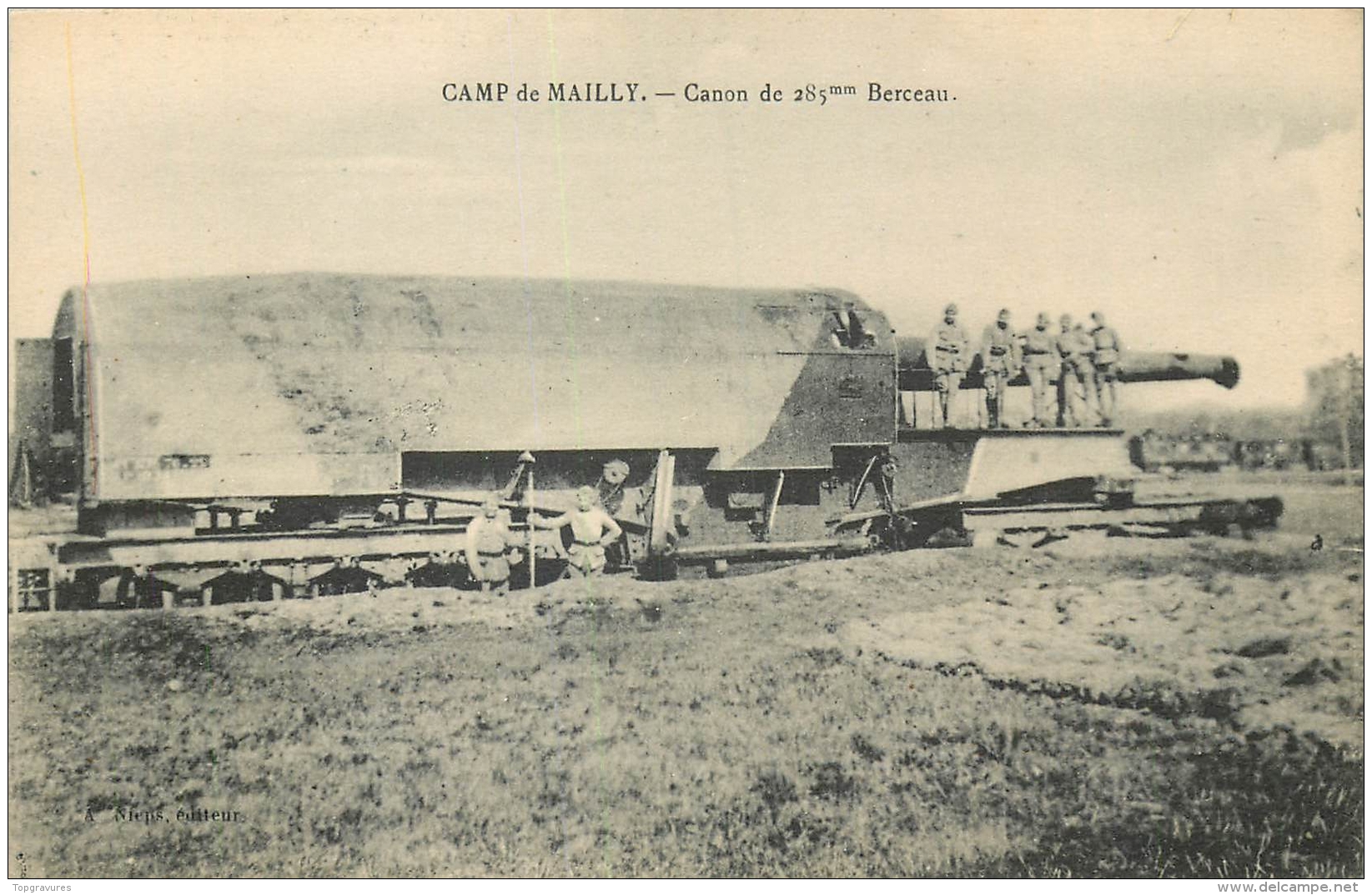 10 Mailly Le Camp Canon De 285mm Berceau Animée - Mailly-le-Camp