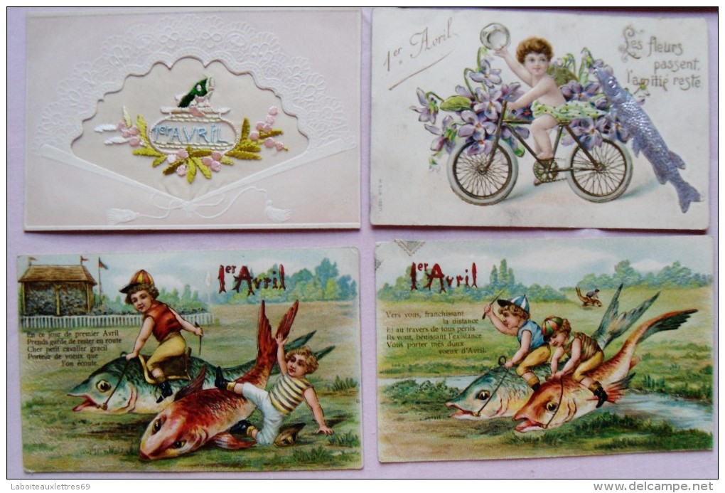 LOT 7 CARTES POSTALES ANCIENNES 1ER AVRIL - POISSONS - April Fool's Day