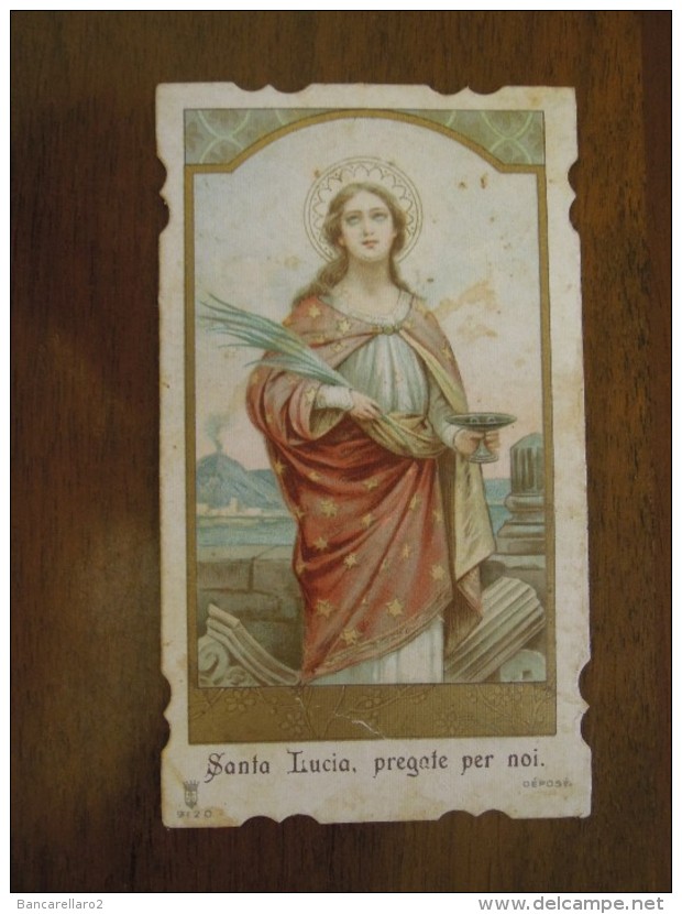 S. Lucia, Pregate Per Noi.  -  PREGHIERA A S. LUCIA   (Pio X - 29 Dicembre 1907)    (santino Fustellato9 - Santini