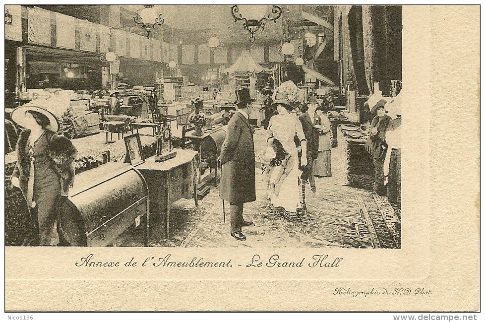 AU BON MARCHE   PARIS   ANNEXE DE L'AMEUBLEMENT  LE GRAND HALL  (ECRITE  1913  ) - Magasins